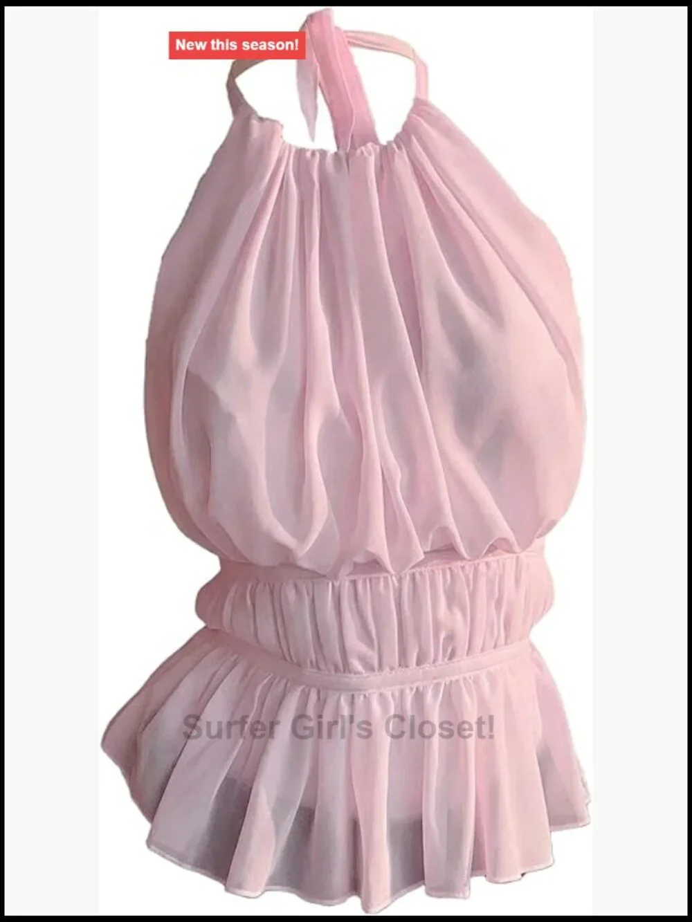 Sleeveless Ruffle Halter Neck Backless Camisole Flowy Summer Top